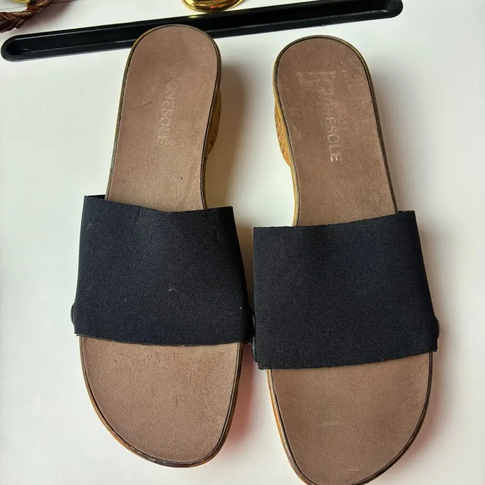 Onesole Slip On Interchangeable Sandal Womens 9 Travel Slides Black Cork Y2K 90s